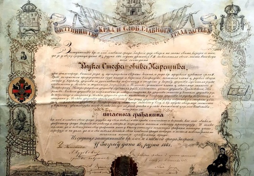 Diploma-Vuku-Karadzicu-za-pocasnog-gradjanina-Zagreba-1861